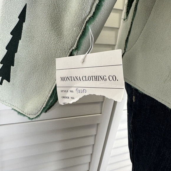 Montana Clothing Company Green Reversible Tree Jacket Faux Suede Plush Size S - Picture 8 of 11